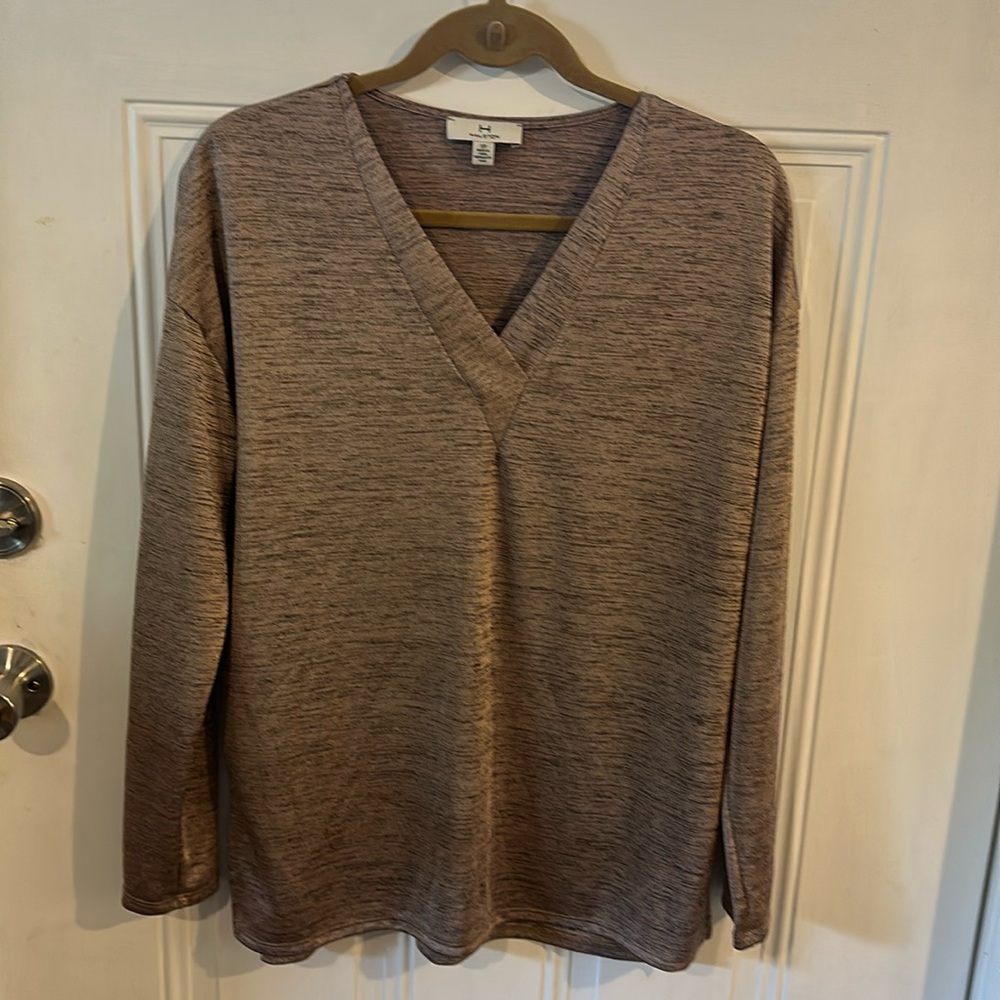 Vintage H Halston long sleeve..polyester/spandex.size S/P silky feel.. blush